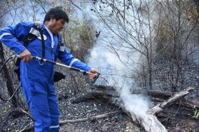 Evo Morales fighting fires
